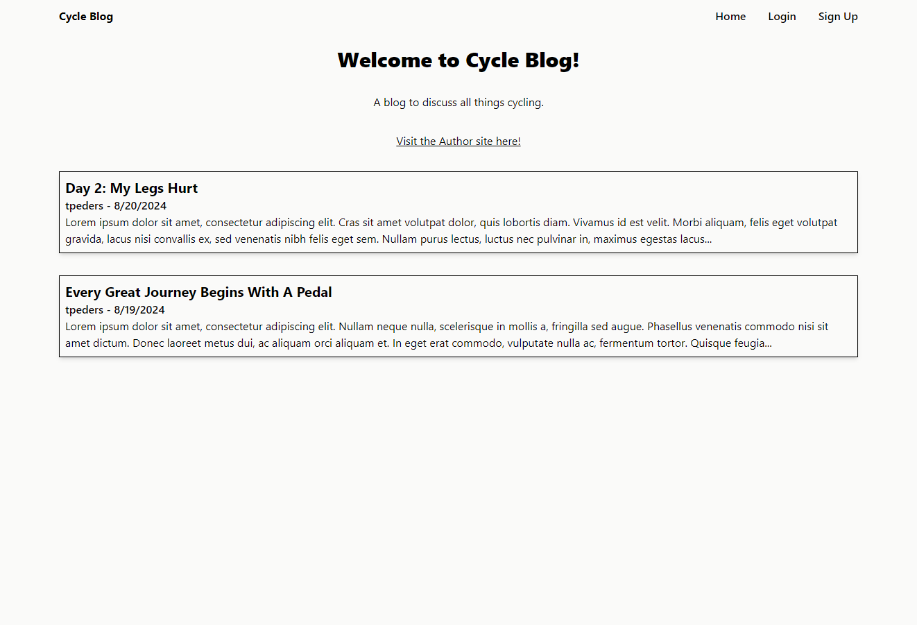 Cycle Blog home page